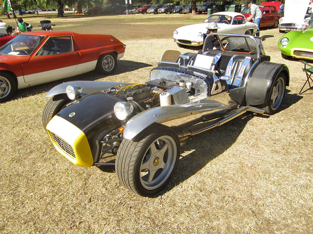 Caterham 7 sporting a Ford engine under the hood.