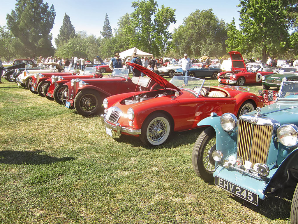 Just one of the many fantastic lineups at this year's Queen's English British Car Meet.