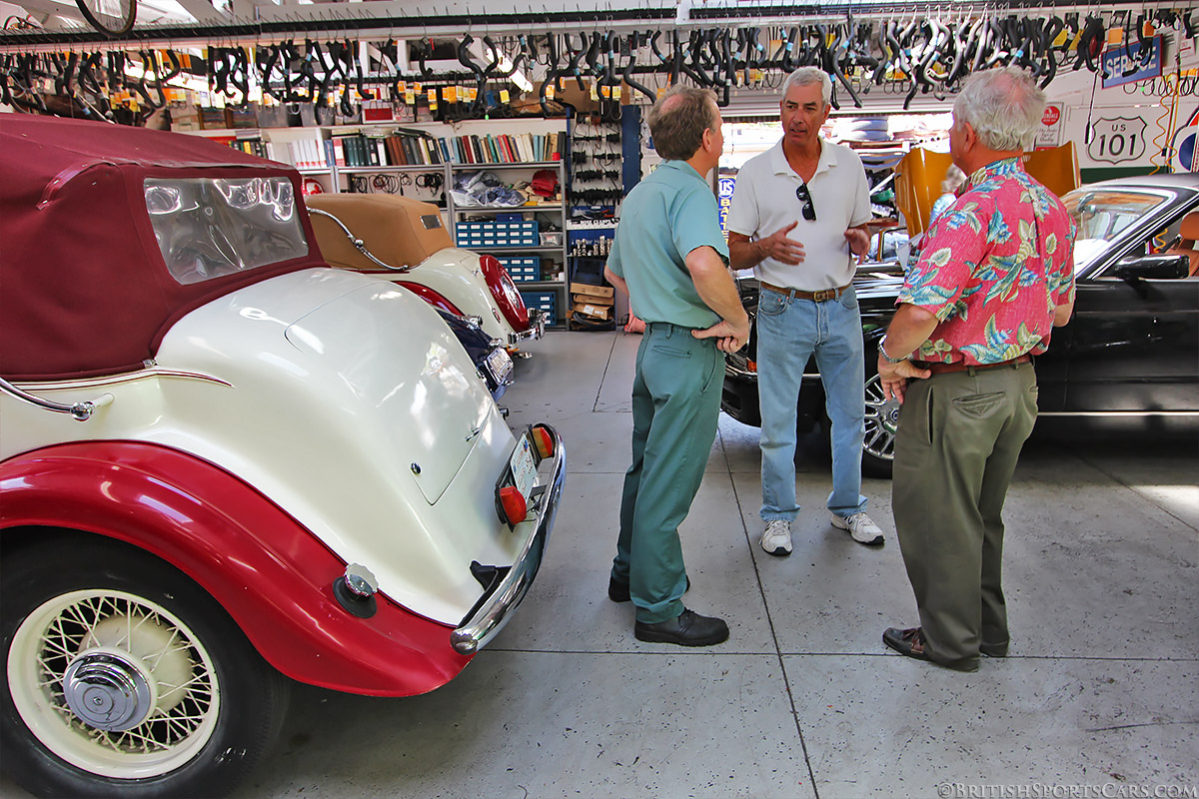 Peter Jurgens chats it up with some fellow Jag enthusiasts.